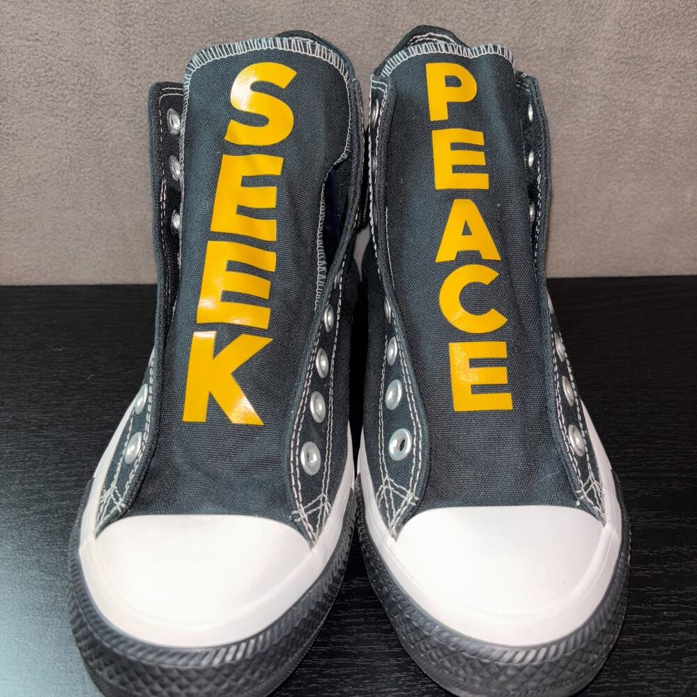 Converse All Star Seek Peace Kids Size 7 Black Athletic Shoes Sneakers - No Lace